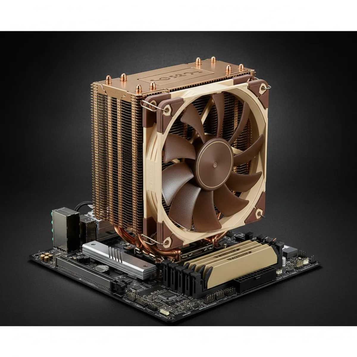 Ventirad Noctua NH-D15 G2 double tour installé sur carte mère AM5 refroidissement processeur
